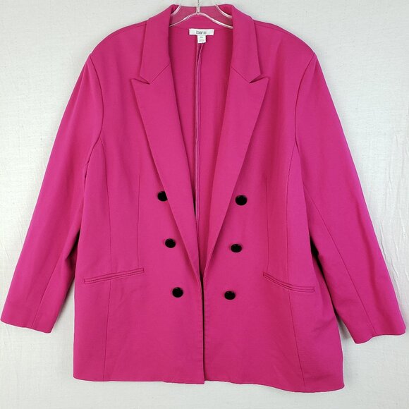 Bar III Ponte Blazer Longline Fuchsia Pink Stretch Open Front size XXL Preppy - Picture 1 of 10